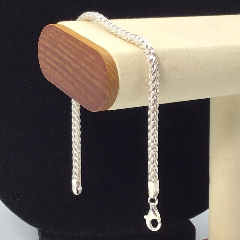 Sterling Silver Bracelet Solid Wheat Chain 9” 4mm… - image 2